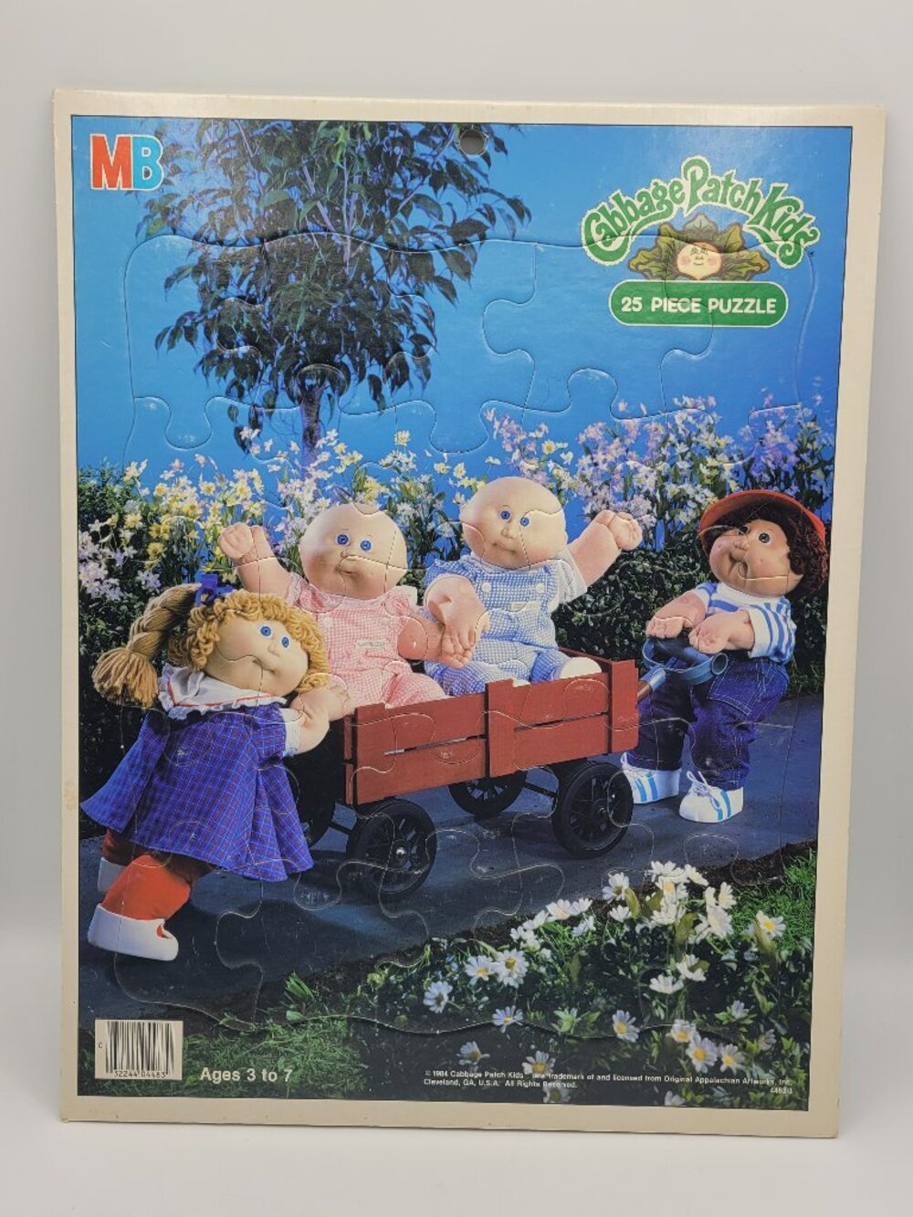 1984 Cabbage Patch Frame Tray Puzzle Red Wagon Twins Babies Friends Play
